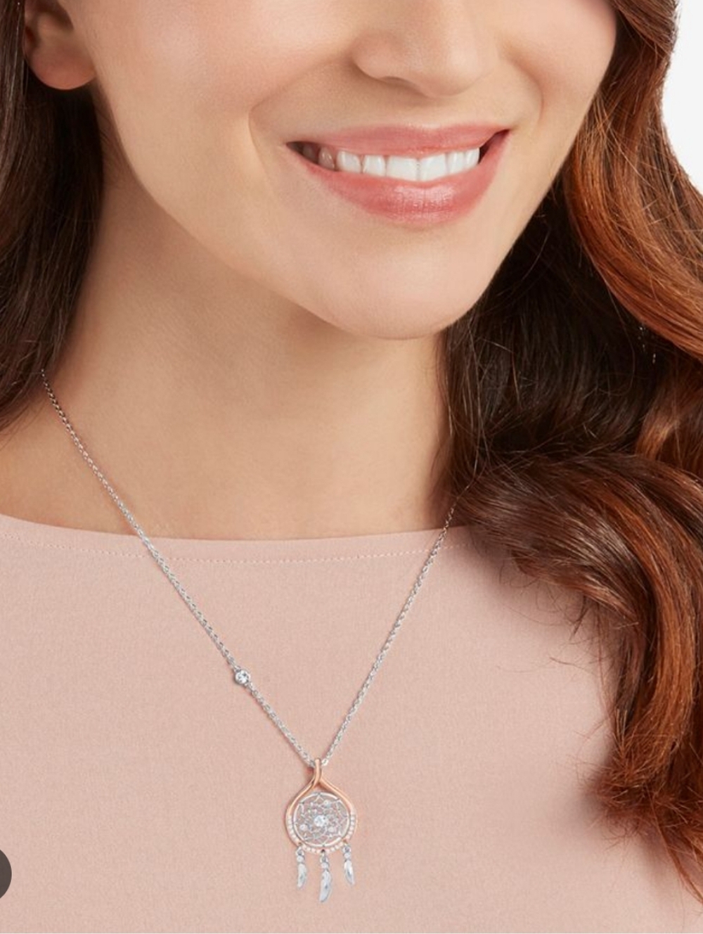 Swarovski Rose Gold and Silver Toned Dreamcatcher Necklace- Excellent Condition